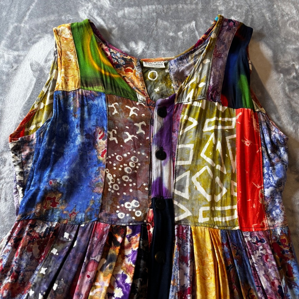 Kosibali Collection Patchwork Button Up Midi Dres… - image 7